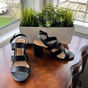 Black Womens Heeled Sandals- Never worn